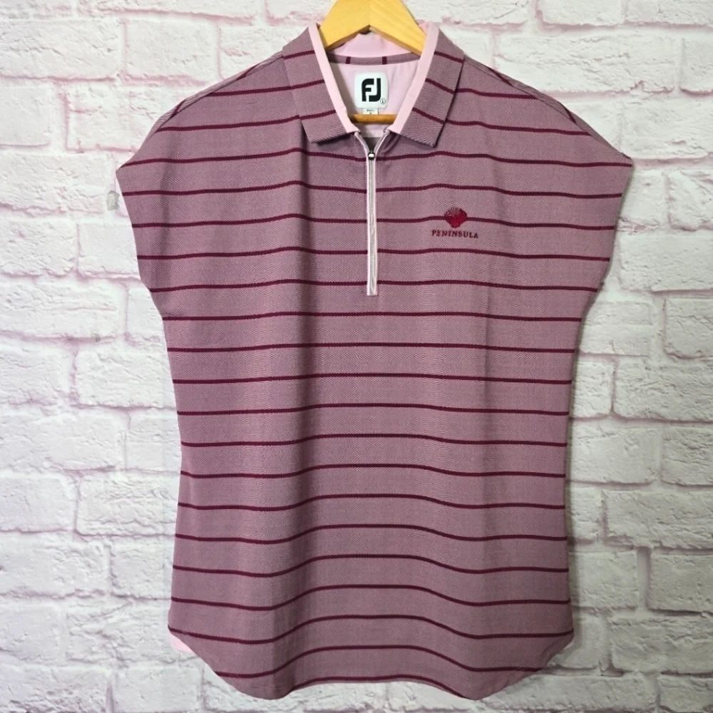 Footjoy Cap Sleeve Birdeye Stripe Jacquard Women's Shirts Size Large - Picture 5 of 9